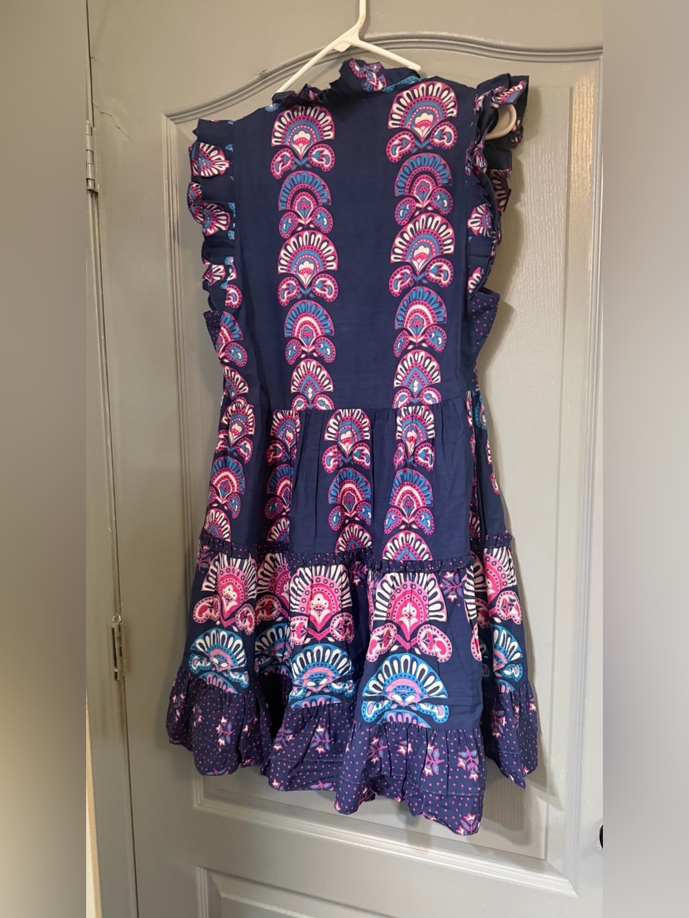 Caroline Constas Navy Dress with Pink & Teal Motif - Picture 8 of 9